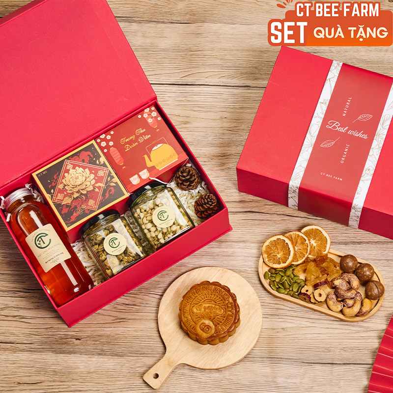 Set quà trung thu 2025 - Combo trà hoa, bánh trung thu kèm mật ong Natural G363 Set quà trung thu 2025 - Combo trà hoa, bánh trung thu kèm mật ong Natural G363