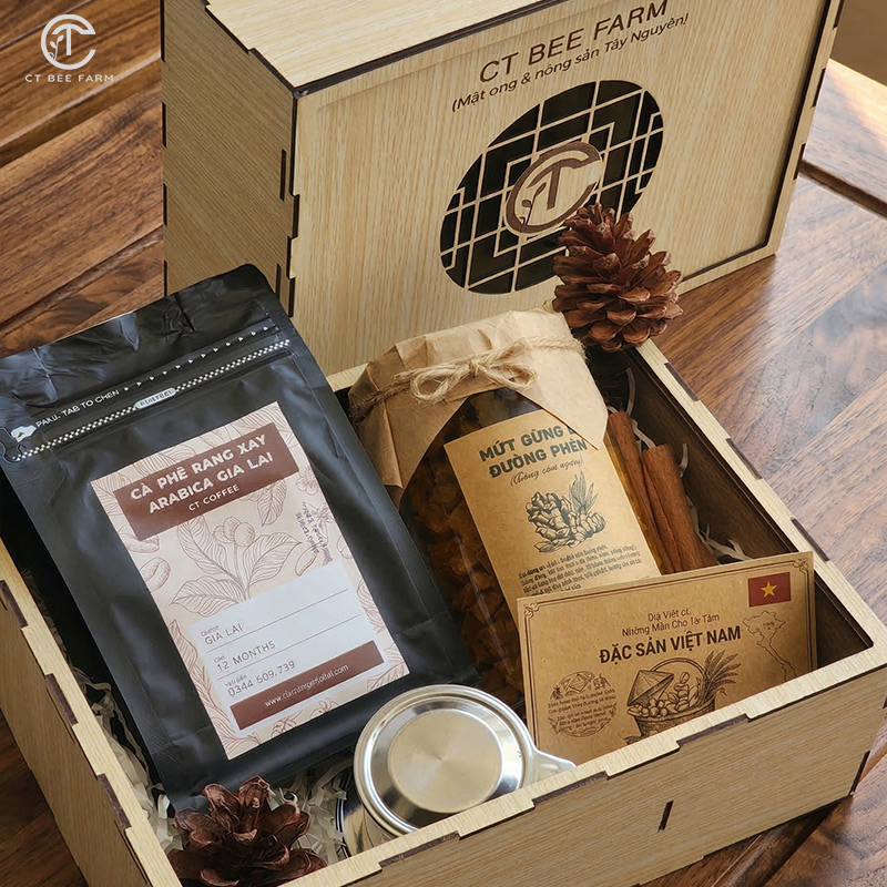 Set quà tặng đặc sản Việt, Cà phê rang xay và nông sản Tây Nguyên G405 Set quà tặng Cà phê Việt và nông sản Tây Nguyên G405
